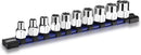 WORKPRO 3/8" Drive Socket Set, 10-Piece Metric CR-V Socket Set with Rail | Standard & Shallow Sockets, External Hex Socket, 7mm to 17mm, 6-Point, Size Markings, PVC Socket Organizer, for Auto Repairs