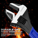 WORKPRO 4-piece Adjustable Wrench Set, 6-Inch & 8-Inch & 10-Inch & 12-Inch Wrenches, Wide Jaw Black Oxide Wrench, Metric & SAE Scales, Cr-V Steel, for Home, Garage, Workshop