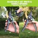 WORKPRO Bypass Pruning Shears, 9" Professional Garden Shears with Adjustable Handle Span, Premium Steel Garden Clippers, Titanium Coated Garden Tool, Cuts Up to 3/4 Inch
