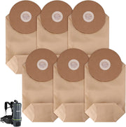 Set of 6 tan paper dust collection bags with rubber seal rings