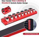 WORKPRO Magnetic 1/2-Inch SAE Socket Organizer - Holds 16 Standard & Deep Size Sockets
