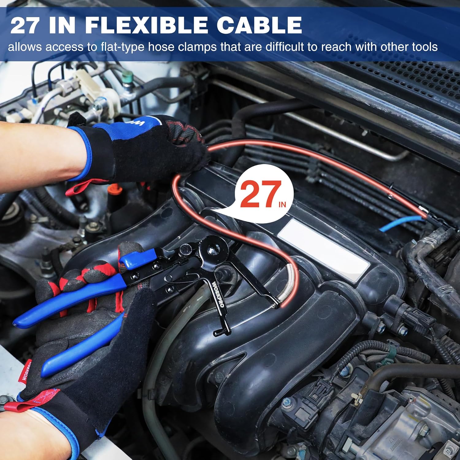 27 in flexible hose clamp pliers reaching under-hood hose clamps