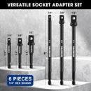 WORKPRO 6-Piece Socket Adapter Extension Set, 1/4-Inch Hex Shank | 1/4" 3/8" 1/2" Impact Socket Driver Set, Drill Sockets Extension Bit, Sockets Driver Adapter, Drill Extension with Holder