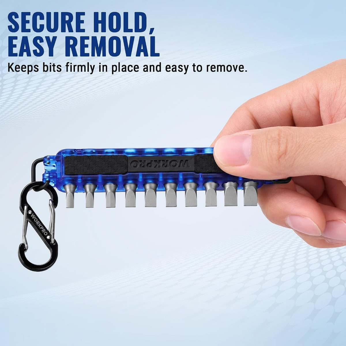 WORKPRO 1/4 in Hex Bit Holder, 10-Hole Bit Organizer with Carabiner