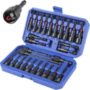 Magnetic nut driver bit set in blue storage case with 1/4 in hex shank bits