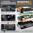 WORKPROX 20V Electric Cordless Leaf Blower, Variable Speed, 4.0Ah Battery & type-C Charging Cable Included