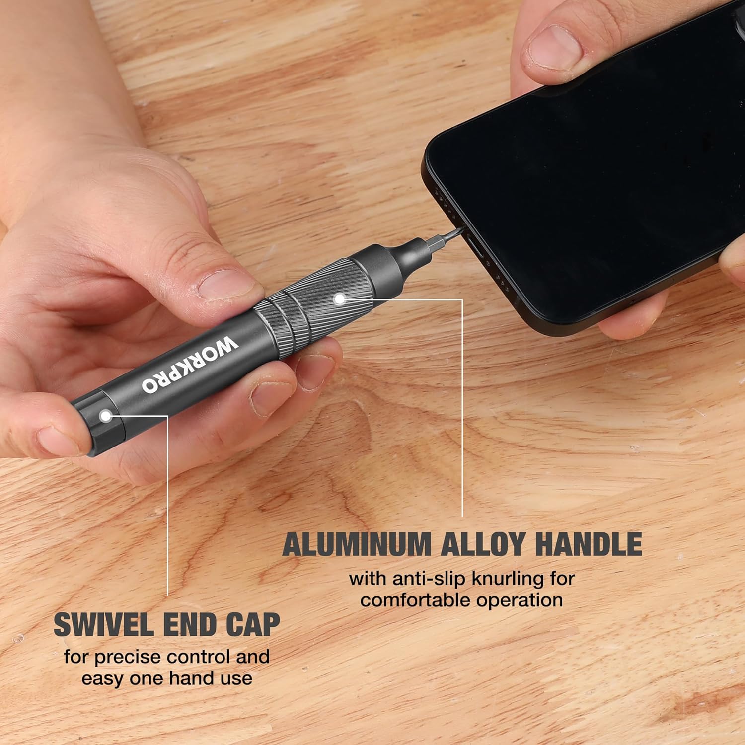 WORKPRO aluminum alloy handle pen screwdriver with swivel end cap and bit