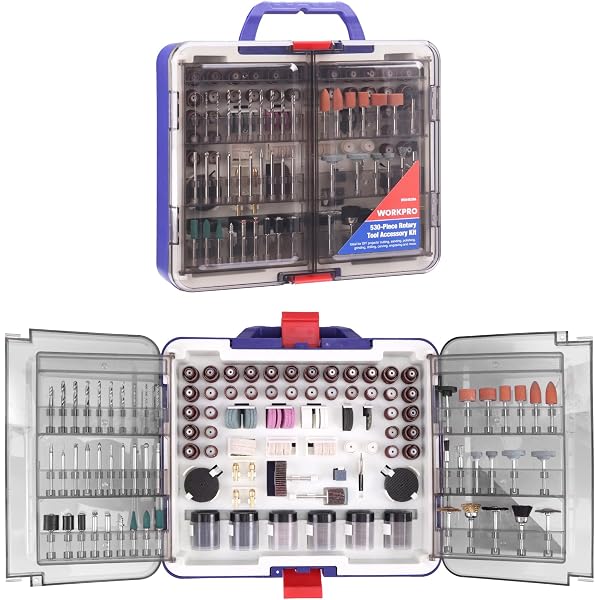 WORKPRO 530-Piece Rotary Tool Accessory Kit, Rotary Tool Bits for Easy Cutting, Grinding, Sanding, Polishing, Cleaning, Drilling, Carving and Engraving