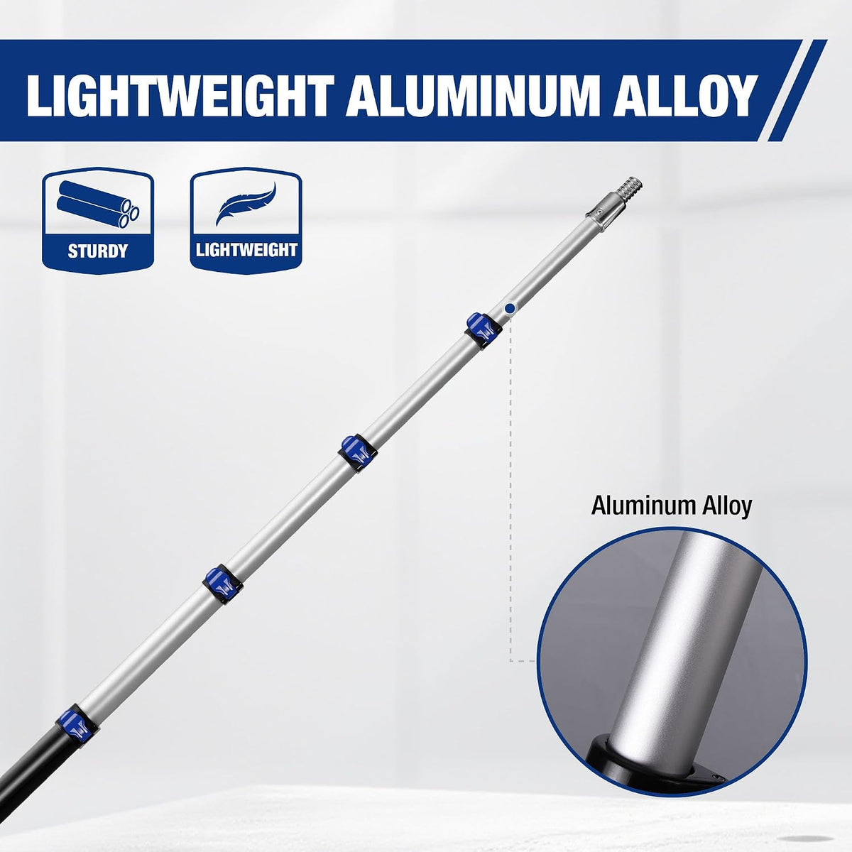WORKPRO 20FT Pole, 5-20FT for Painting, Cleaning and Tree Trimming | Sturdy Aluminum, Flip-Lock, 3/4" Thread, Reach 2nd-Story Windows, High Ceilings and Tree Branches, Portable