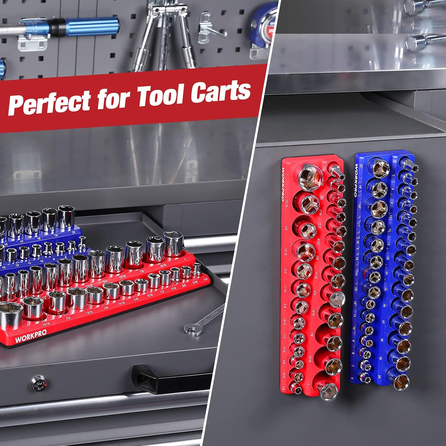 WORKPRO 3/8-inch Magnetic Socket Organizer Set (Sockets Not Included)
