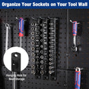 WORKPRO Magnetic Socket Organizer, 3/8-Inch Drive Aluminum Alloy Socket Rail, Heavy Duty Socket Holder, Socket Rack Kit 3/8-Inch x 10 Clips Black (Socket not Included)