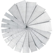 Fan of galvanized brad nail strips for pneumatic nailers