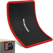 Flexible magnetic tool holder tray with curved black mat and red border; WORKPRO logo.