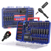 98-piece nut driver and bit set in blue plastic case with assorted accessories