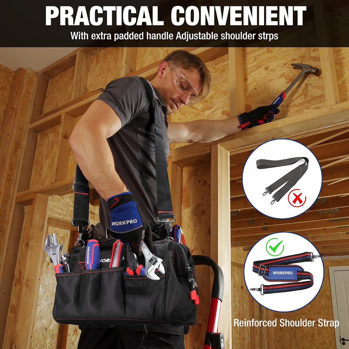 WORKPRO 12-inch Close Top Wide Mouth Storage Tool Bag