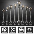 WORKPRO 8 Pcs Flex-Head Ratcheting Combination Wrench Set with Organizer Bag