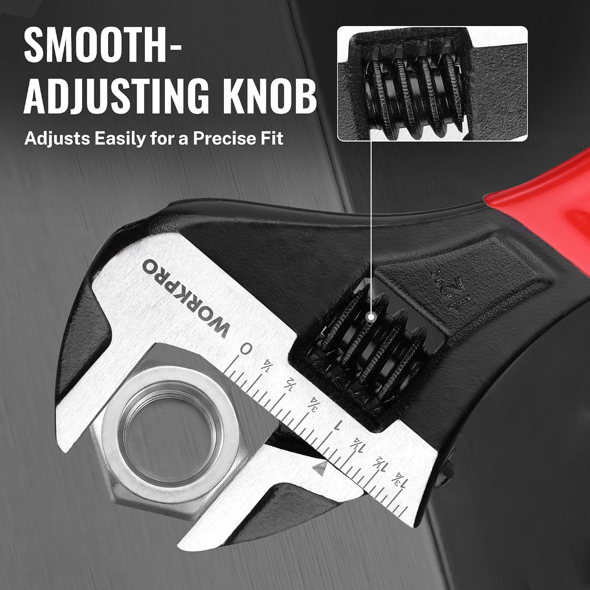 WORKPRO 12-Inch Adjustable Wrench, Wide Jaw Cr-V steel Wrench