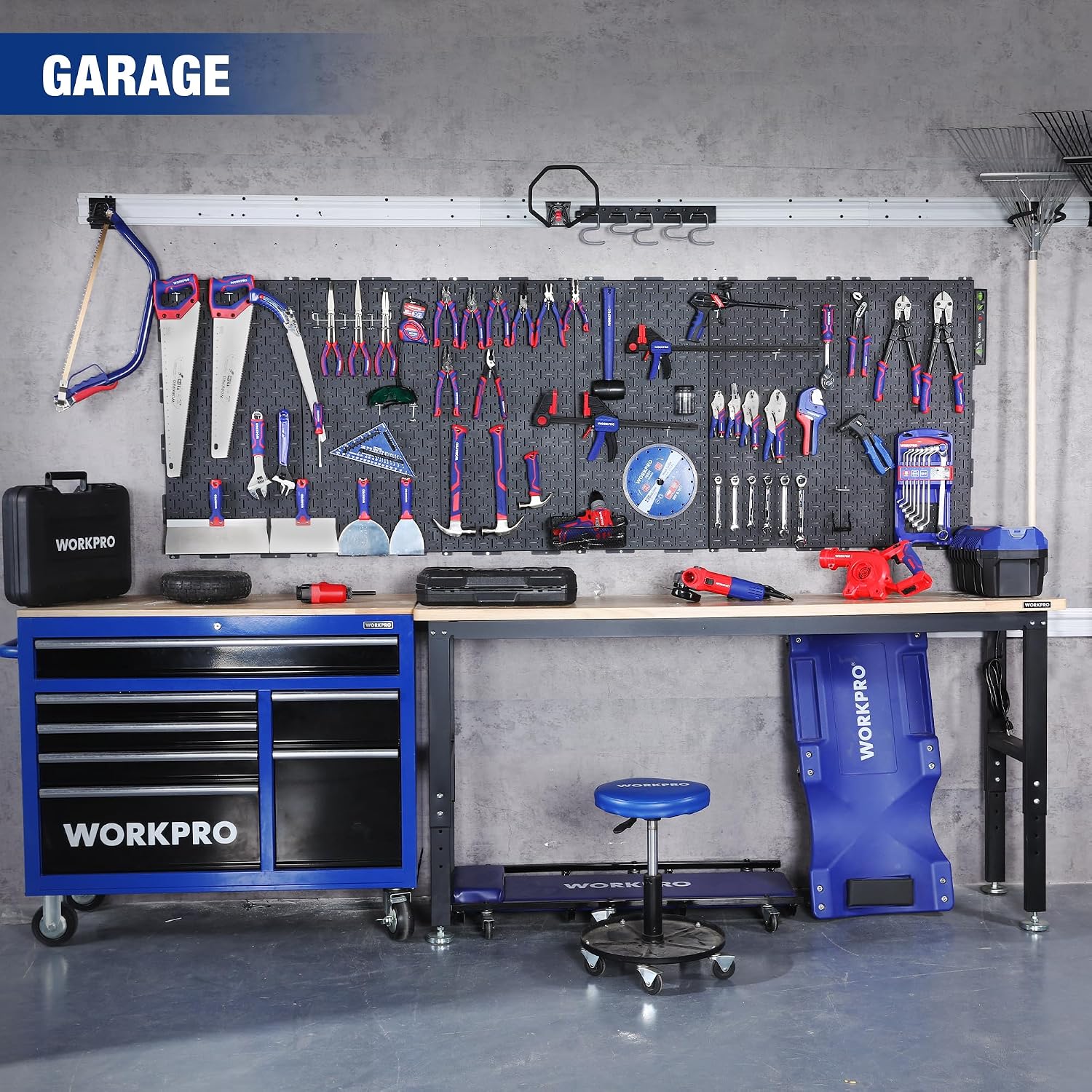 WORKPRO 3 Pack 16 inch by 32 inch Black Metal Steel Panel Garage Wall Pegboard Organizer with durable quality