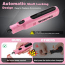 WORKPRO 8V Cordless Rotary Tool Kit, 117 Accessories, 6 Variable Speeds, LED Light, Type-C Charging, for DIY Projects－Pink Ribbon