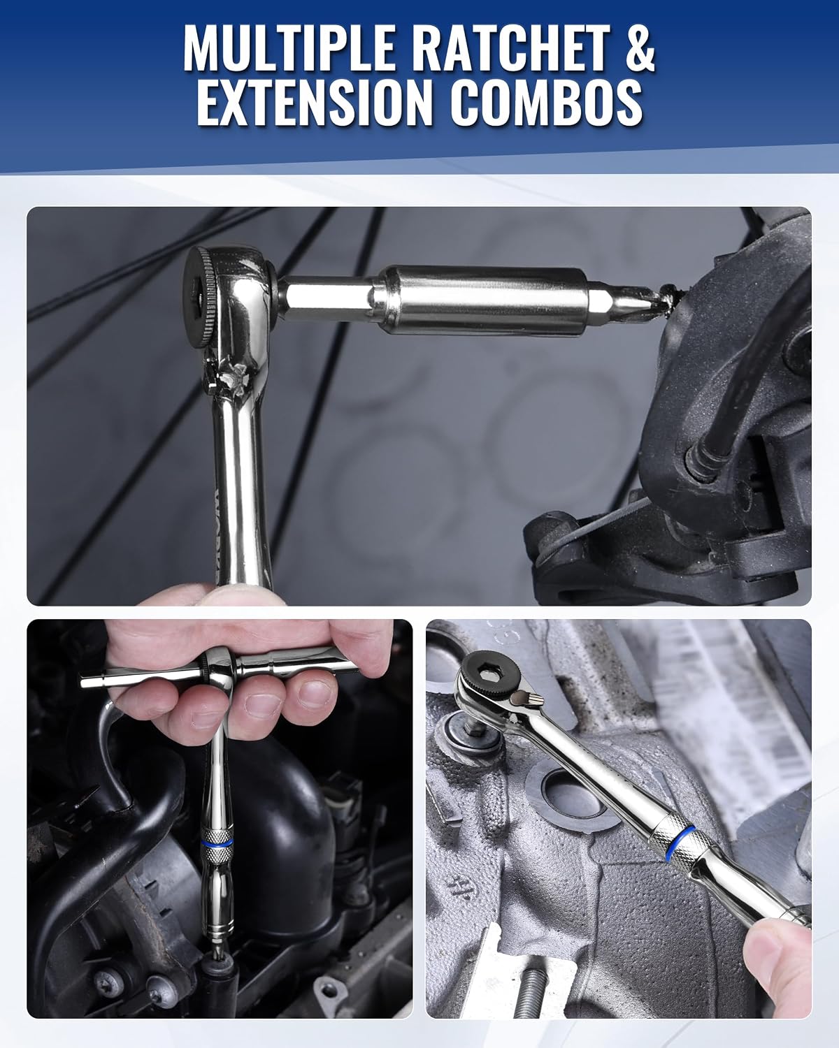 WORKPRO 15PC 14 inch mini ratchet with extension bar and bits set, durable quality innovation and secure use