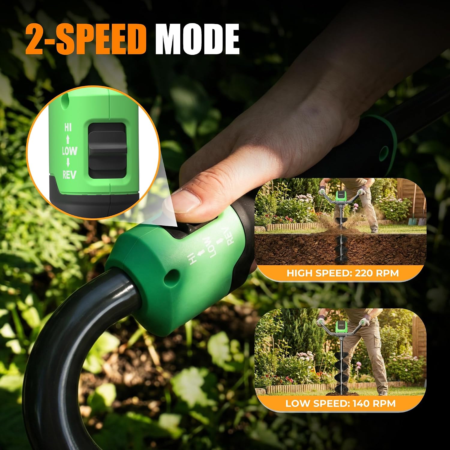 WORKPROX 40V Electric Cordless Earth Auger, 8" Post Hole Digger with 2-Speed & Reverse, Brushless Motor, 2 Batteries Included, for Fence Posts & Planting