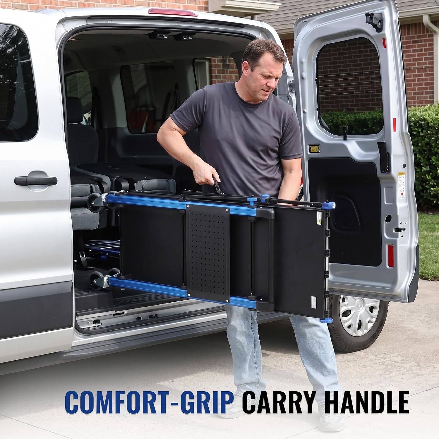 WORKPRO 3-Tier Heavy Duty Collapsible Service Cart-Blue and Black