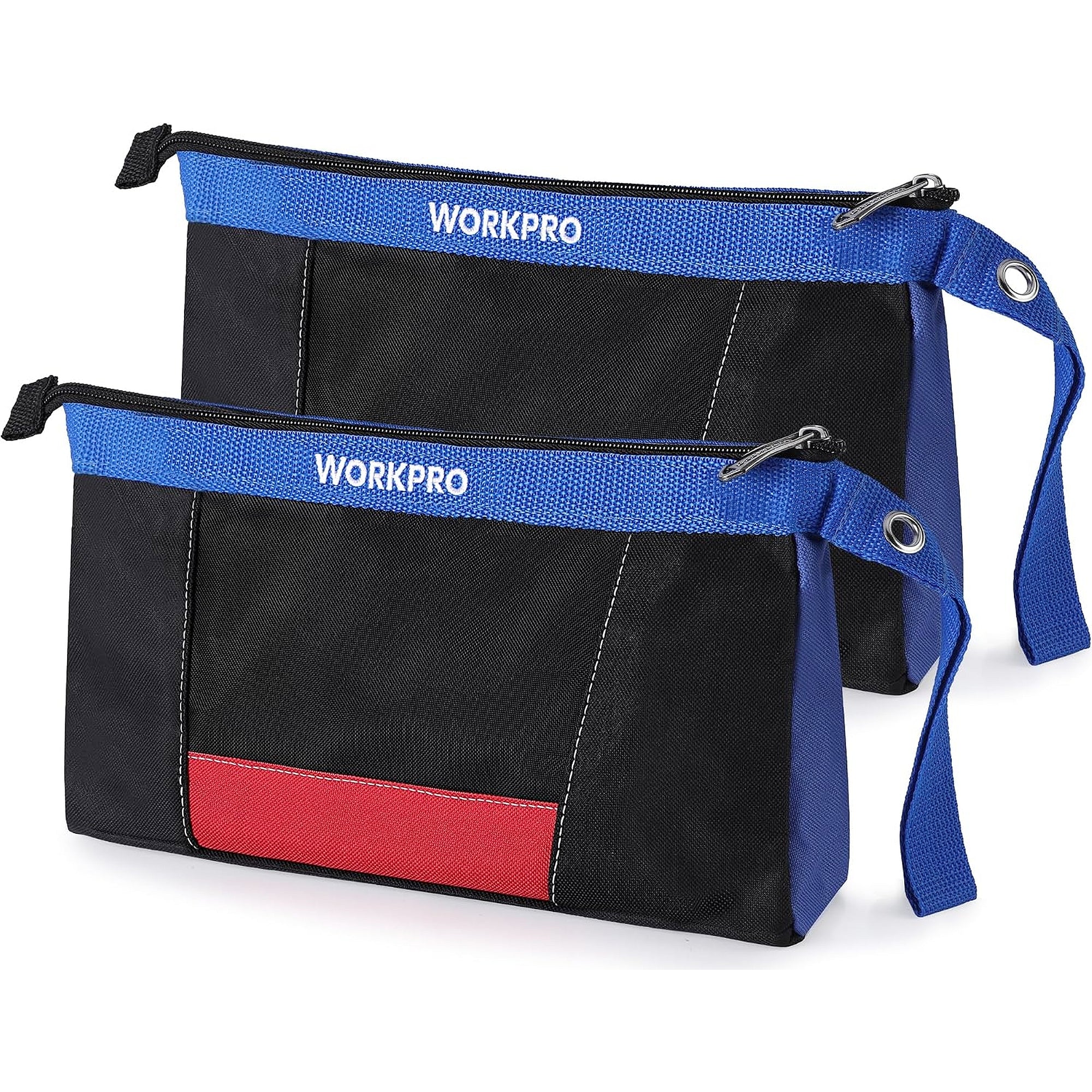 WORKPRO 12 inch tool pouches with zipper, innovation quality and secure durable storage, blue and black