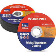 Set of 4-1/2 in metal/stainless cut-off wheel discs with red center label