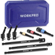 WORKPRO socket adapter set with blue case and black 1/4, 3/8, and 1/2 adapters