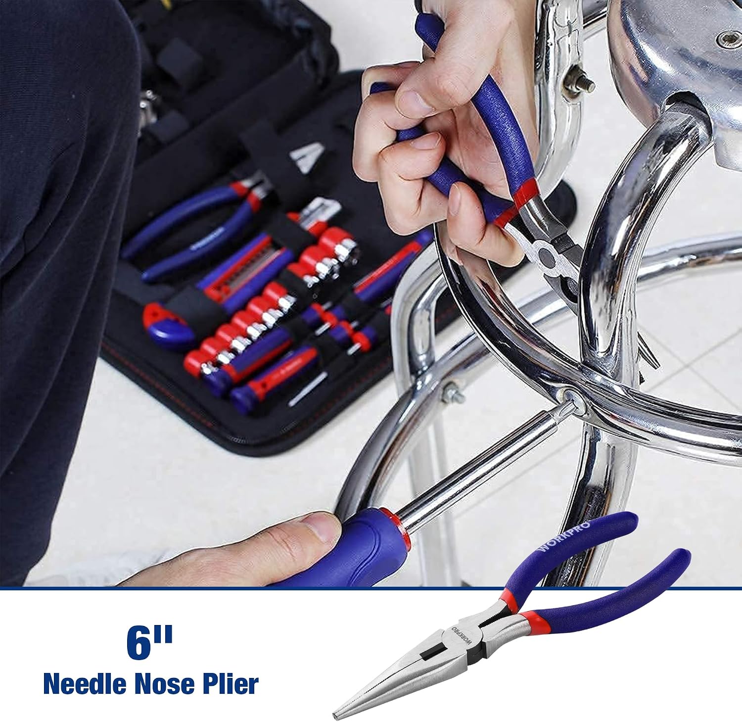 WORKPRO 100 Pcs kitchen drawer hand tool set with easy carrying pouch in durable quality innovation