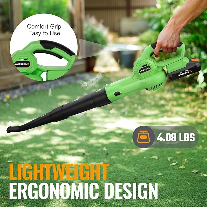 WORKPROX 20V Electric Leaf Blower Cordless with Type-C Charging, 138MPH 170CFM High Speed