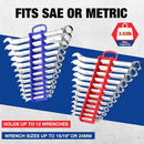 WORKPRO 2-Pack Magnetic Wrench Organizer, 12-Piece Gripper Wrench Holder for Stubby or Line Wrenches, Fits SAE (1/4" to 15/16") and Metric (6mm to 24mm), Flexible Teeth