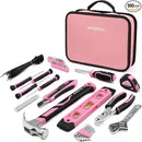 WORKPRO 100 Pcs / 236 Pcs Pink Tool Kit with Easy Carrying Round Pouch Perfect for DIY Home Maintenance - Pink Ribbon