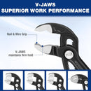 WORKPRO 7" & 10" Water Pump Pliers Set, V-Jaw Quick Adjustable Groove Joint Pliers, CR-V Tongue and Groove Pliers for Home & Industrial Repair, Push-Lock, Soft Grip, Upgraded Wide Opening