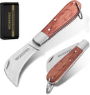 WORKPRO Linoleum Knife, Electrician and Folding Pocket Utility Knife with 3" Hawk Bill Blade cutter for lineman Cable Skinning, Roofing & Flooring
