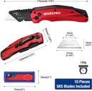 WORKPRO Folding Utility Knife, Heavy Duty Metal, Quick Open Botton Lock Box Cutter, Quick Change Blade Razor Knife, 1PC with 10 Extra SK5 Blades