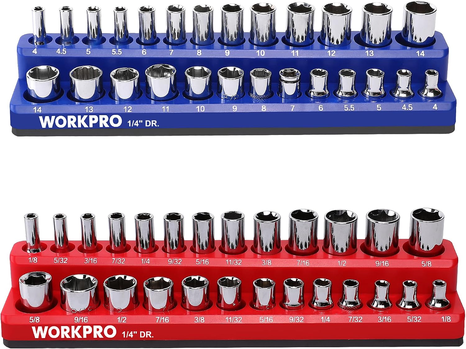 WORKPRO 1/4-inch Magnetic Socket Organizer Set (Sockets Not Included)
