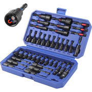 Opened magnetic nut driver set case with multiple hex shank drivers and socket adapters