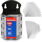 Utility knife blade dispenser with clear container and SK5 steel replacement blades