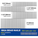 WORKPRO 18 Gauge Brad Nails, 2'',1-1/2'',1-1/4'', 3/4'' 6000 Count Universal Brad Nails for Pneumatic, Electric Brad Nailer