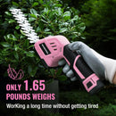 WORKPRO 12V Cordless 2 in 1 Handheld Cordless Grass Shear & Shrubbery Trimmer with 2.0Ah Rechargeable Lithium-Ion Battery &1 Hour Fast Charger-Pink Ribbon