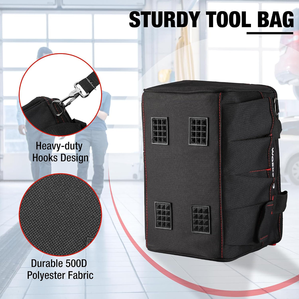 WORKPRO 12-inch Close Top Wide Mouth Storage Tool Bag