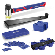 Laminate flooring installation tools set: mallet, pull bar, tapping block, gauge, spacers