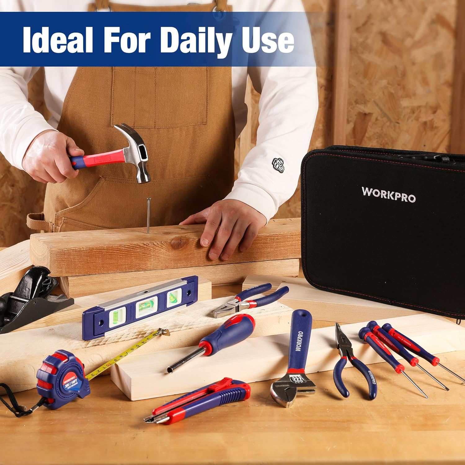WORKPRO 100 Pcs kitchen drawer tool set with easy carrying pouch, durable quality and secure innovation