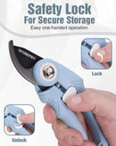 WORKPRO 6.9" Bypass Pruning Shears, Gardening Scissors with Sharp SK5 Steel Blade, Handheld Garden Floral Clippers for Rose, Plants, Flowers, Fruit Trees, Gardening Gifts for Women & Men, Blue