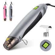 Mini hot air gun in pink and grey with reflector nozzle attachment