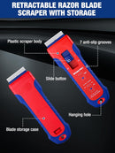 WORKPRO Retractable Razor Blade Scraper with 56 Blades, Built-in Storage Cleaning Scraper Tool for Paint Stickers Adhesive Glass Ceramic Wood
