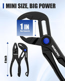 WORKPRO 2-Piece Mini Pliers Set, 4-Inch Slip Joint Plier & Water Pump Plier | Heavy-Duty Alloy Steel, Anti-Rust Coating, Pliers Pouch, Compact Size, Lightweight & Portable
