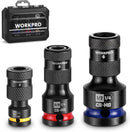 WORKPRO 1/2-inch, 3/8-inch, and 1/4-inch Quick Release Hex Impact Socket Adapter Set and Bit Holders for Ratchet Wrenches, Drivers, Drills - Made from Durable CR-MO Steel