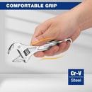 WORKPRO Adjustable Wrench, 6-inch Heavy Duty Spanner with Inch/Metric Scale, Premium Cr-V Steel, Chrome Plated